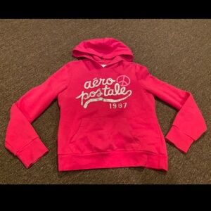 Like NEW! Aeropostale L Pink glitter hooded girls sweatshirt long sleeve warm